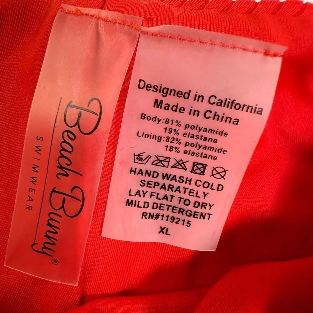 NWOT Beach Bunny Sydney Tango Red High Leg Ribbed Bikini Bottom - Size XL